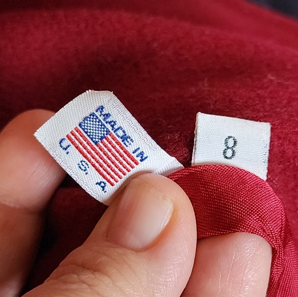 Vintage Mackintosh Wool Coat Hooded Navy Red Vest Made in USA Size 8 - Picture 7 of 11